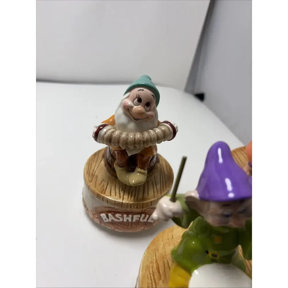 RARE Vintage - Set Schmid Snow White 7 Dwarfs Rotating Music Boxes 1987 Working